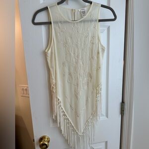 Esley Ivory Embroidered Sleeveless Top